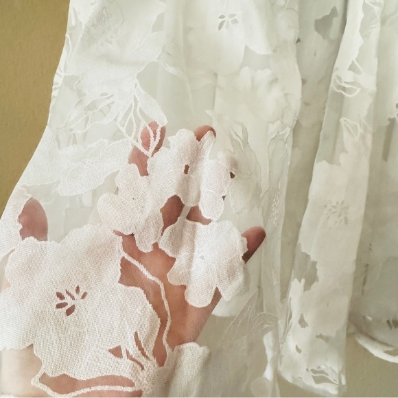 NWT Lulus Floral Feelings White Floral Jacquard Babydoll Mini Dress Size S - Picture 8 of 13